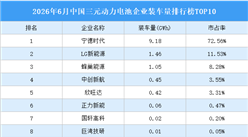 2026年6月中国三元动力电池企业装车量排行榜TOP10（附榜单）