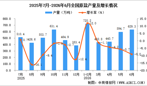2026年6月全国原盐产量数据统计分析