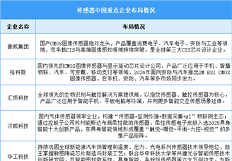 2026年中国传感器市场规模及重点企业布局情况预测分析（图）