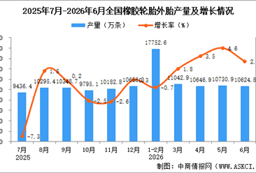 2026年6月全国橡胶轮胎外胎产量数据统计分析