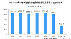 2026年1-6月中国橡胶和塑料制品业经营情况：营收同比增长3.0%