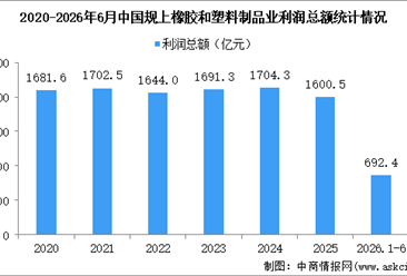 2026年1-6月中国橡胶和塑料制品业经营情况：营收同比增长3.0%