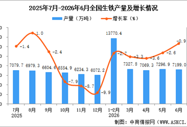 2026年6月全国生铁产量数据统计分析