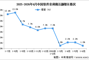 2026年1-6月中国软件业务收入及利润增速分析（图）