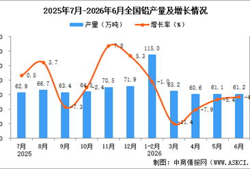 2026年6月全国铅产量数据统计分析