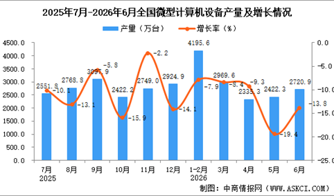 2026年6月全国微型计算机设备产量数据统计分析