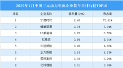 2026年7月中国三元动力电池企业装车量排行榜TOP10（附榜单）