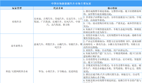 2026年中国新能源汽车企业玩家及重点企业分析（图）