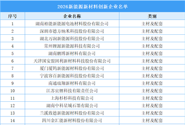 2026年中国新能源新材料创新企业名单：39家企业入选（图）