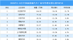 2026年1-8月中国新能源汽车厂商零售销量排行榜TOP10（附榜单）