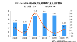2026年1-7月中国煤及褐煤进口数据统计分析：进口金额同比增长15.7%（图）