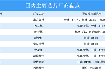 2020年中国50家人工智能芯片厂商名单汇总一览（表）