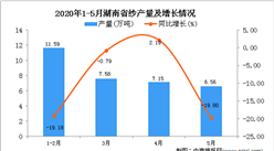 2020年5月湖南省纱产量及增长情况分析