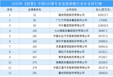 2020年《财富》中国500强专业连锁销售行业企业排行榜（附完整榜单）