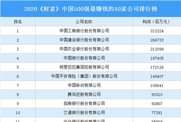 2020《财富》中国500强最赚钱的40家公司排行榜（附完整榜单）