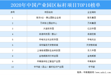 2020年中国产业园区标杆项目TOP10排行榜