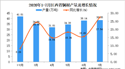 2020年7月江西省铜材产量数据统计分析