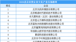 2020年北京市民营企业文化产业百强排行榜