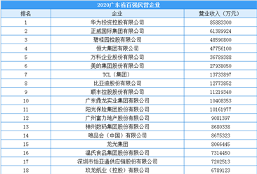 2020年广东省百强民营企业排行榜（附榜单）