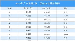 2019年广东各县(市、区)GDP排行榜：24个县(市、区)GDP总量超千亿（图）