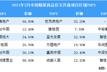 2021年2月中国精装商品住宅市场开盘项目区域分布分析（图）