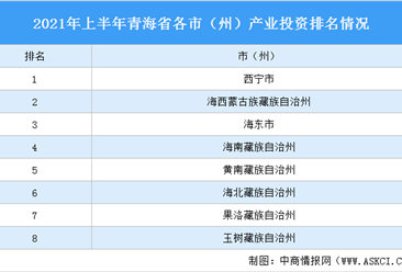 2021年上半年青海省各市(州)产业投资排名(产业篇)