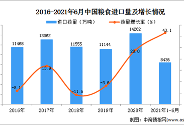 2021年1-6月中国粮食进口数据统计分析