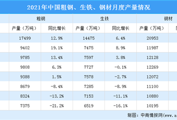 2021年1-9月中国钢铁行业运行情况：粗钢产量同比下降21.2%（图）