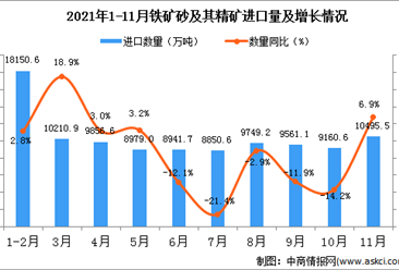 2021年11月中国铁矿砂及其精矿进口数据统计分析