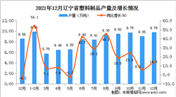 2021年1-12月辽宁省塑料制品产量数据统计分析
