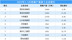 2022年1-5月原煤产量前十企业排行榜（附榜单）