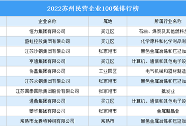 2022蘇州民營企業100強排行榜（附全榜單）