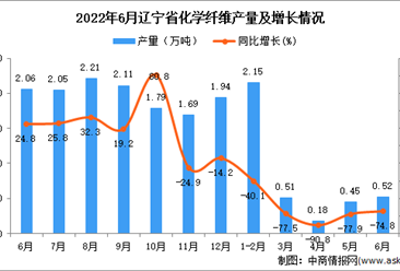 2022年6月辽宁化学纤维产量数据统计分析