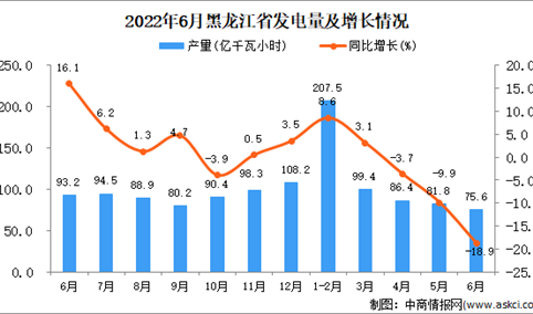 2022年6月黑龙江发电量数据统计分析