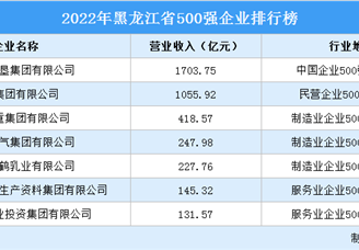 盘点：黑龙江地区500强企业（2022）