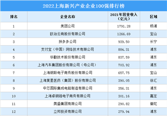 2022上海新興產業企業100強排行榜（附榜單）