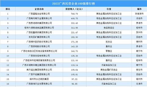 2022广西民营企业100强排行榜（附榜单）