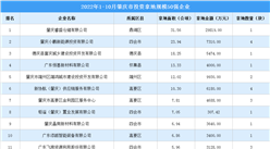 產業投資情報：2022年1-10月肇慶市投資拿地規模50強企業