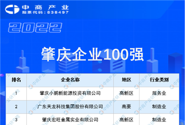 2022肇庆企业100强排行榜（附榜单）
