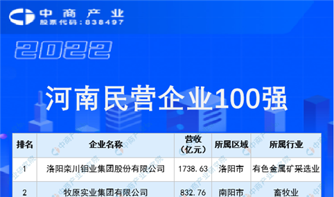 2022河南民营企业100强排行榜（附榜单）