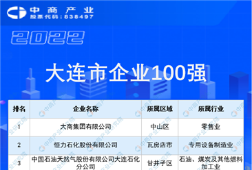 2021年度大連市企業(yè)100強(qiáng)排行榜（附榜單）