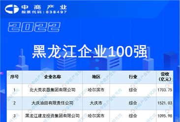 2022黑龍江企業(yè)100強(qiáng)排行榜（附榜單）