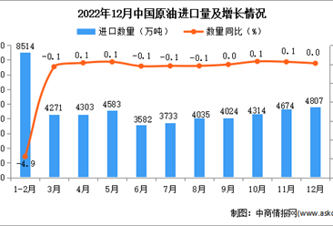 2022年12月中国原油进口数据统计分析