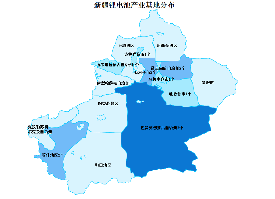 2023年新疆锂电池产业布局分析：巴州产业基地最多（图）