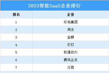 2023智能SaaS企业TOP20排行榜（附榜单）