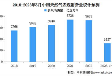 2023年5月中國天然氣運行情況：表觀消費量同比增長12.4%（圖）