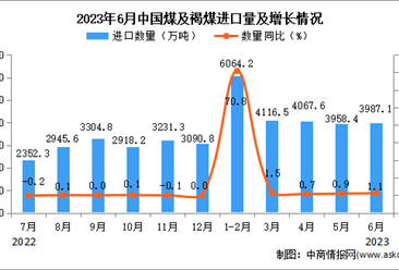 2023年6月中國煤及褐煤進口數據統計分析：進口量增長顯著