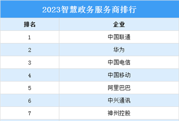 2023智慧政务服务商TOP30排行榜（附榜单）