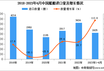 2023年1-6月中國船舶進口數據統計分析：進口額同比下降七成