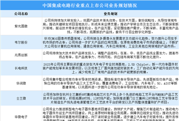 2023年中国集成电路行业重点上市公司业务布局及业务规划分析（图）